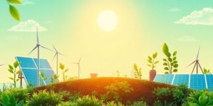 Peisaj de afaceri verzi cu energie regenerabilă.